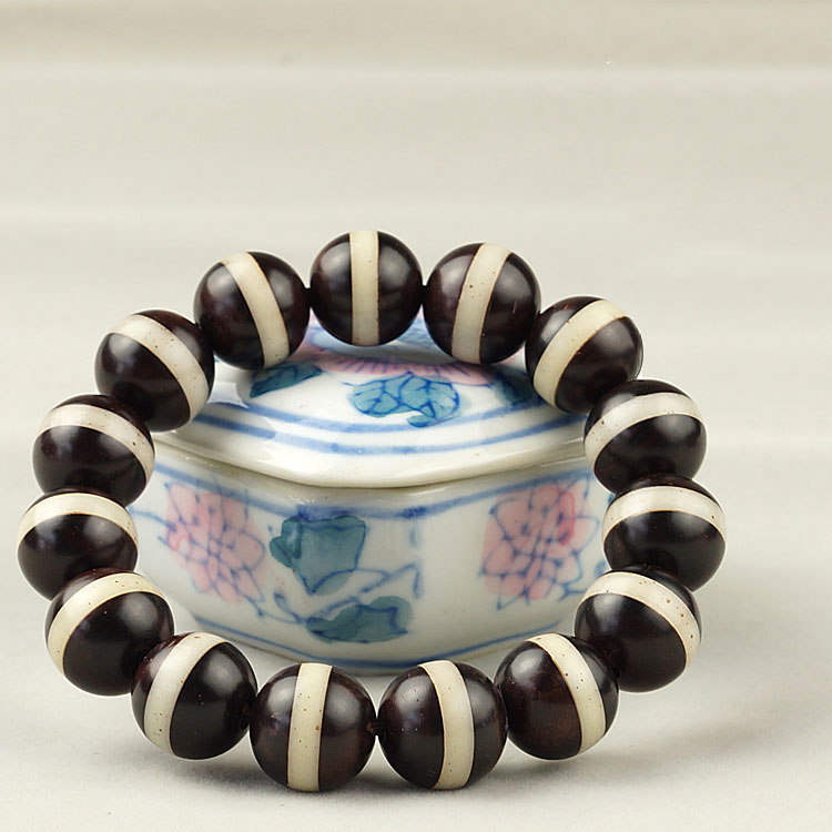 Vintage Top Grade 15MM Macassar Ebony Ward Off Evil Bracelet Vintage Top Grade 15MM Macassar Ebony Ward Off Evil Bracelet