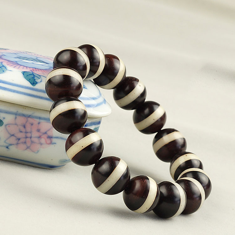 Vintage Top Grade 15MM Macassar Ebony Ward Off Evil Bracelet Vintage Top Grade 15MM Macassar Ebony Ward Off Evil Bracelet