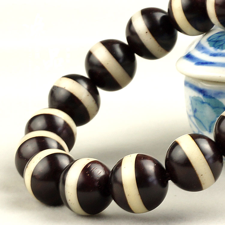 Vintage Top Grade 15MM Macassar Ebony Ward Off Evil Bracelet Vintage Top Grade 15MM Macassar Ebony Ward Off Evil Bracelet