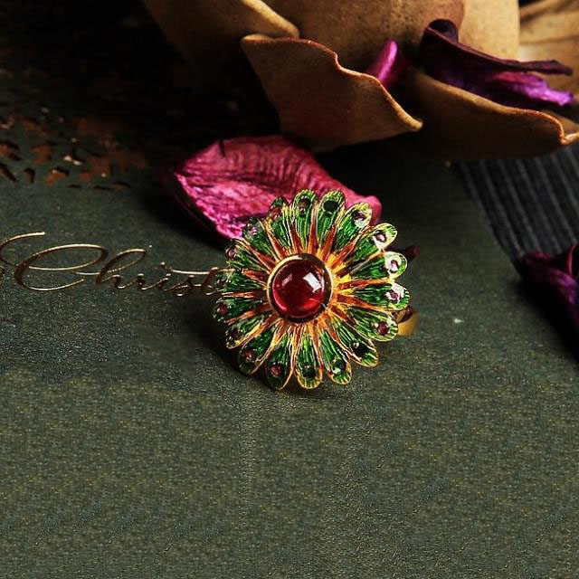 Thailand Genuine 925 Silver Gilding Colour Enamels Ruby Ring Thailand Genuine 925 Silver Gilding Colour Enamels Ruby Ring