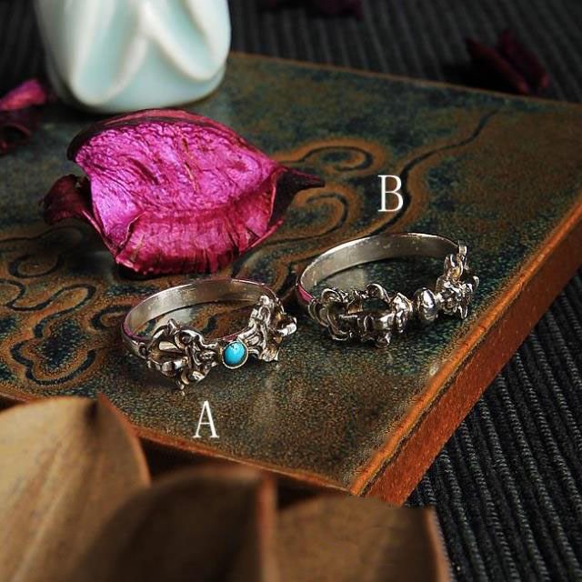 Fashion Nepal 925 Silver Vajra Ethnic Ring For Men Women Fashion Nepal 925 Silver Vajra Ethnic Ring For Men Women