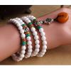 Handcraft 108 Natural 3A Grade 6MM White Tridacna Turquoise Beads With Yellow Amber Pendant Tibetan Silver Bracelet