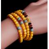 Natural 6MM Yellow Tridacna Om Mani Padme Hum 108 Prayer Beads Layered Bracelet