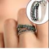 Handmade Vintage Green Crystal Layered Ring For Women