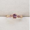 Brazil Natural Rose Pink Tourmaline 925 Silver 18k Gold Plated Princess Ring