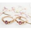 Brazil Natural Rose Pink Tourmaline 925 Silver 18k Gold Plated Princess Ring