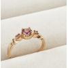 Brazil Natural Rose Pink Tourmaline 925 Silver 18k Gold Plated Princess Ring