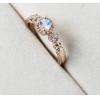 Natural Blue Moonstone Princess Ring 925 Silver Rose Gold Plated For Women