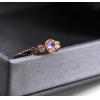 Natural Blue Moonstone Princess Ring 925 Silver Rose Gold Plated For Women