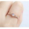 Natural Blue Moonstone Princess Ring 925 Silver Rose Gold Plated For Women
