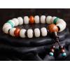 10MM White Bodhi Root Turquoise Beads Bracelet with Pterocarpus indicus Charms