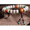 10MM White Bodhi Root Turquoise Beads Bracelet with Pterocarpus indicus Charms