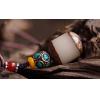 Handmade Exclusive Cylindrical Bodhi Seed With Half Peel Red Agate Turquoise Beads Pendant Necklace