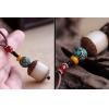 Handmade Exclusive Cylindrical Bodhi Seed With Half Peel Red Agate Turquoise Beads Pendant Necklace