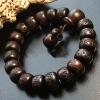 Handmade Tibetan 14MM Flat Bead Om Mani Padme Hum Mantra Wooden Knocker Bracelet