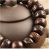 Handmade Tibetan 14MM Flat Bead Om Mani Padme Hum Mantra Wooden Knocker Bracelet