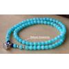 Exclusive 6MM Natural Blue Amazonite Lapis Lazuli Elf Gem 925 Silver Layered Bracelet