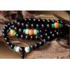 Fashion Tibetan Natural 8MM 108 Rainbow Obsidian Beads Multilayer Bracelet