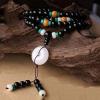 Fashion Tibetan Natural 8MM 108 Rainbow Obsidian Beads Multilayer Bracelet