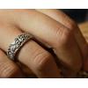 Vintage Style Nepal Handmade Carving 925 Silver Buddhist Guardians Ring