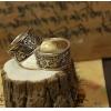 Vintage Nepal Handmade Carving 925 Silver Buddhist Guardians Wide Ring