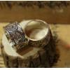 Vintage Nepal Handmade Carving 925 Silver Buddhist Guardians Wide Ring