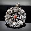 Nepal 925 Silver Handcraft Carving Eight Auspicious Symbols Pendant With Red Coral