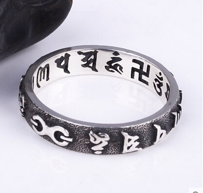 925 Silver OM MANI PADME HUM Lucky Ring For Men And Women 925 Silver OM MANI PADME HUM Lucky Ring For Men And Women
