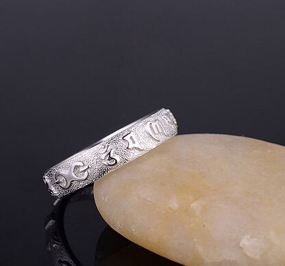 925 Silver OM MANI PADME HUM Lucky Ring For Men And Women 925 Silver OM MANI PADME HUM Lucky Ring For Men And Women