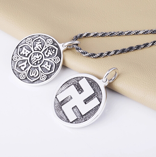 Thailand Silver 925 OM MANI PADME HUM Lucky Pendant Gift For Man Thailand Silver 925 OM MANI PADME HUM Lucky Pendant Gift For Man