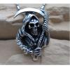 Vintage Style 925 Silver Reaper Skull Necklace Pendant