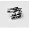 Retro Style 925 Silver Feather Open Ring For Girls