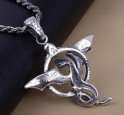 Retro 925 Sterling Silver Flying Dragon with Wings Man Necklace Pendant Sale Retro 925 Sterling Silver Flying Dragon with Wings Man Necklace Pendant Sale