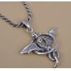 Retro 925 Sterling Silver Flying Dragon with Wings Man Necklace Pendant Sale