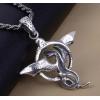 Retro 925 Sterling Silver Flying Dragon with Wings Man Necklace Pendant Sale