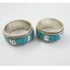 Handmade Fashion Tibet Silver Turquoise Om Mani Padme Hum Spinning Ring