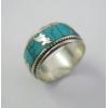 Handmade Fashion Tibet Silver Turquoise Om Mani Padme Hum Spinning Ring