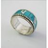 Handmade Fashion Tibet Silver Turquoise Om Mani Padme Hum Spinning Ring