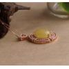 Baltic Sea Natural Amber 925 Silver Diamonds Rose Gold Plated Pendant