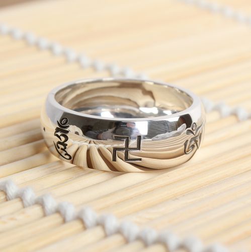 Handmade S990 Silver Om Mani Padme Hum Swastika Fashion Men Handmade Tibetan Lucky Ring Handmade S990 Silver Om Mani Padme Hum Swastika Fashion Men Handmade Tibetan Lucky Ring