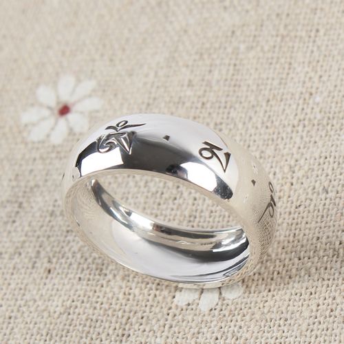 Handmade S990 Silver Om Mani Padme Hum Swastika Fashion Men Handmade Tibetan Lucky Ring Handmade S990 Silver Om Mani Padme Hum Swastika Fashion Men Handmade Tibetan Lucky Ring