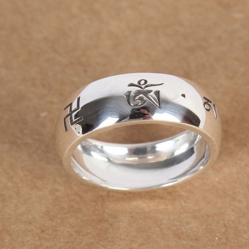 Handmade S990 Silver Om Mani Padme Hum Swastika Fashion Men Handmade Tibetan Lucky Ring Handmade S990 Silver Om Mani Padme Hum Swastika Fashion Men Handmade Tibetan Lucky Ring
