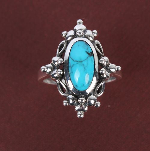 Handmade Vintage Style Natural Turquoise 925 Silver Ring For Women Handmade Vintage Style Natural Turquoise 925 Silver Ring For Women