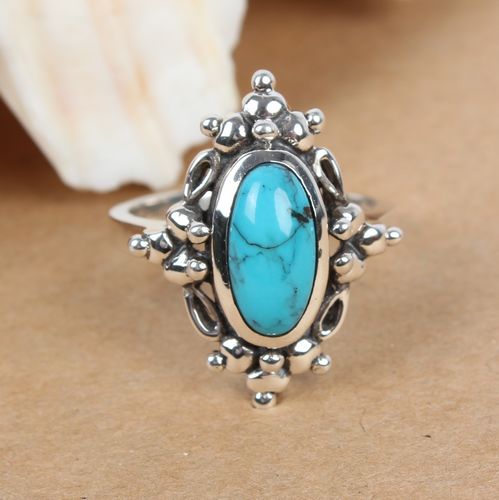 Handmade Vintage Style Natural Turquoise 925 Silver Ring For Women Handmade Vintage Style Natural Turquoise 925 Silver Ring For Women