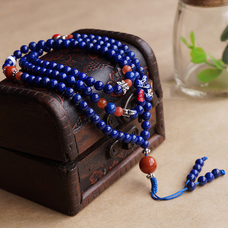 5MM 108 Natural Lapis Lazuli Malas With Chalcedony Agate Layered Buddhism Bracelet 5MM 108 Natural Lapis Lazuli Malas With Chalcedony Agate Layered Buddhism Bracelet