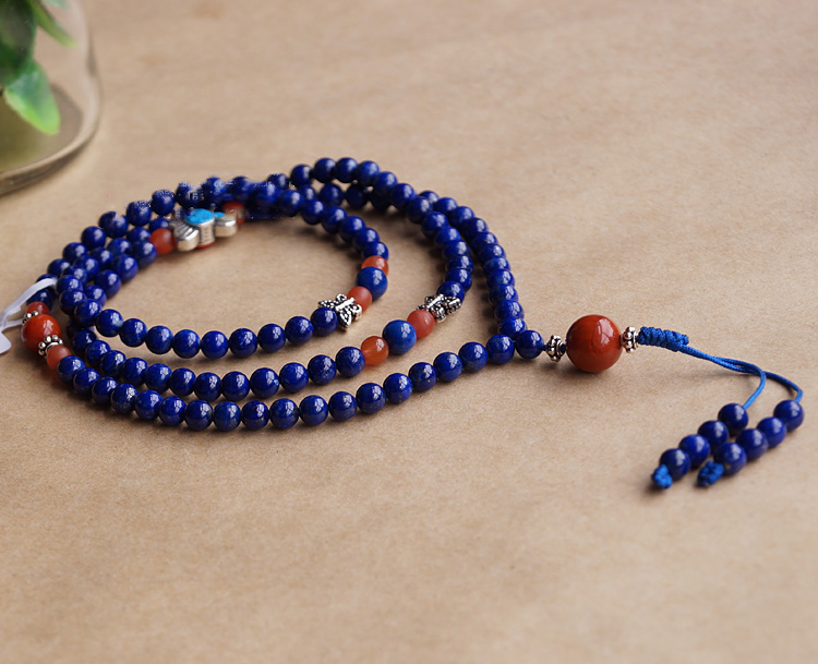 5MM 108 Natural Lapis Lazuli Malas With Chalcedony Agate Layered Buddhism Bracelet 5MM 108 Natural Lapis Lazuli Malas With Chalcedony Agate Layered Buddhism Bracelet