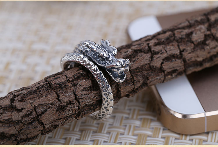 Vintage Mens 925 Sterling Silver Dragon Open Ring Style B Vintage Mens 925 Sterling Silver Dragon Open Ring Style B