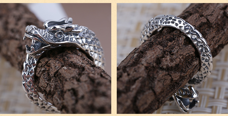 Vintage Mens 925 Sterling Silver Dragon Open Ring Style B Vintage Mens 925 Sterling Silver Dragon Open Ring Style B