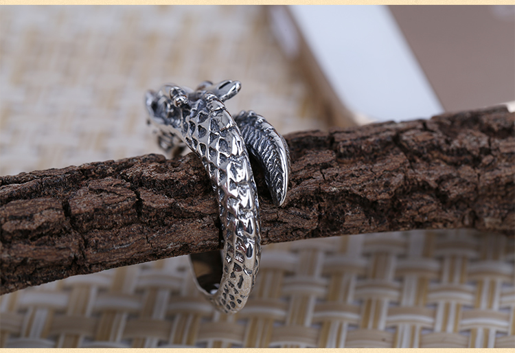 Vintage Mens 925 Sterling Silver Dragon Open Ring Style B Vintage Mens 925 Sterling Silver Dragon Open Ring Style B