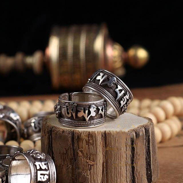 Nepal Handmade 925 Sterling Silver Tibetan Om Mani Padme Hum Mantra Ring Nepal Handmade 925 Sterling Silver Tibetan Om Mani Padme Hum Mantra Ring